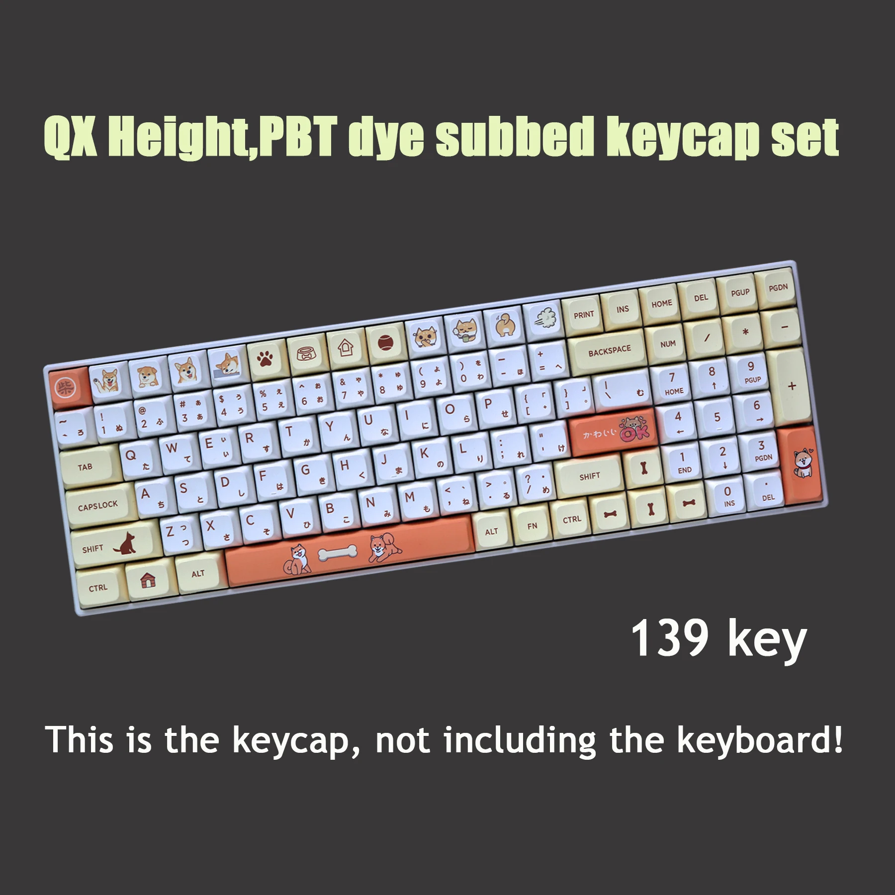 

139key/set Shiba Inu Theme keycaps for MX switch mechanical keyboard PBT dye subbed key caps QX height light-proof 1.5mm