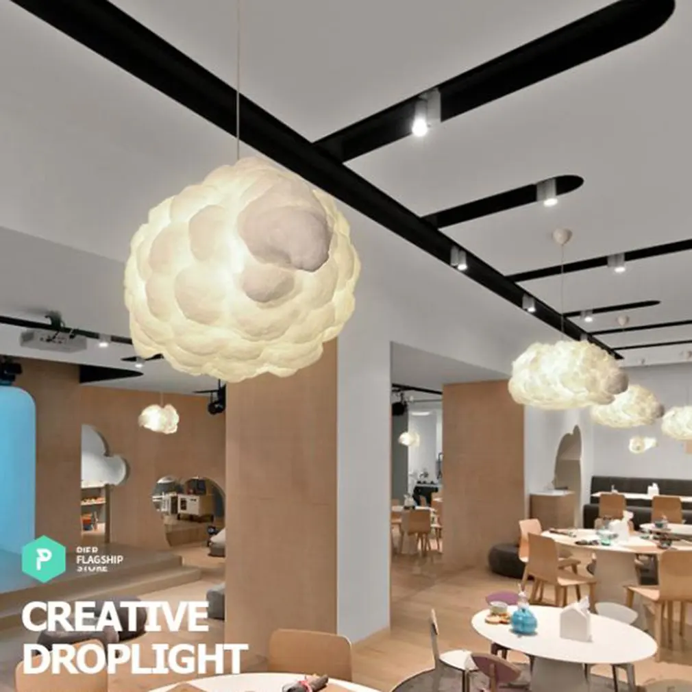 

Artpad Creative White Cloud Pendant Lamp AC110V-220V Silk Cotton E27 LED Stairwell Pendant Lights For Coffee Shop Children Kids