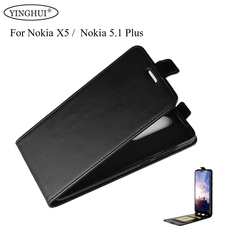 

For Nokia 5.1 Plus Case Back Cover Flip PU+Soft TPU Back Cases TPU Funda For Nokia X5 5.1 Plus Photo Frame Card Slot