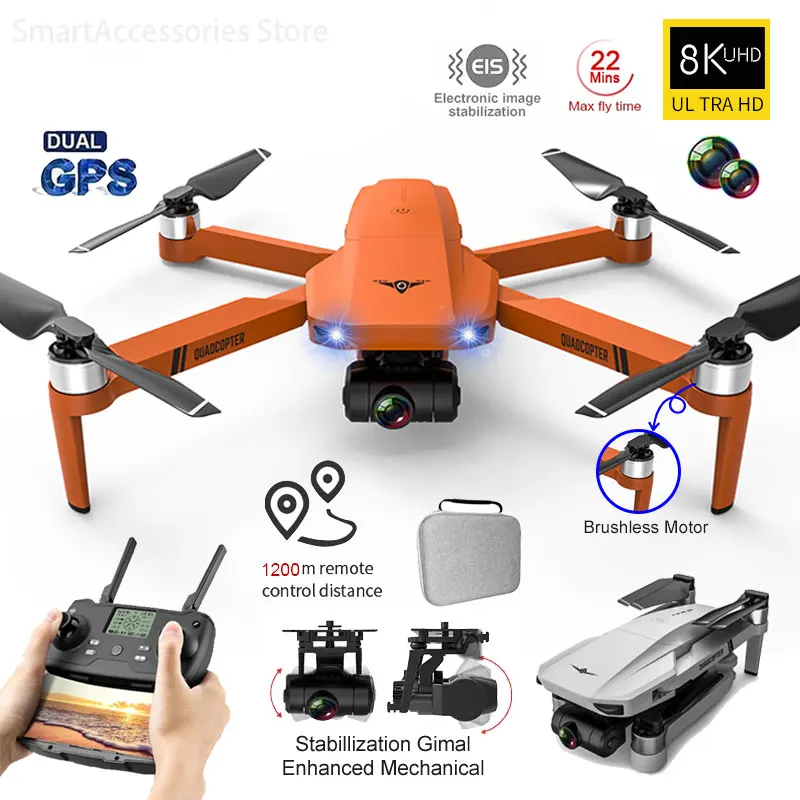 

2021New KF102 Drone 6K HD Camera 8K Brushless Motor GPS 1200m Image Transmission Foldable Quadcopter RC Eders VE58