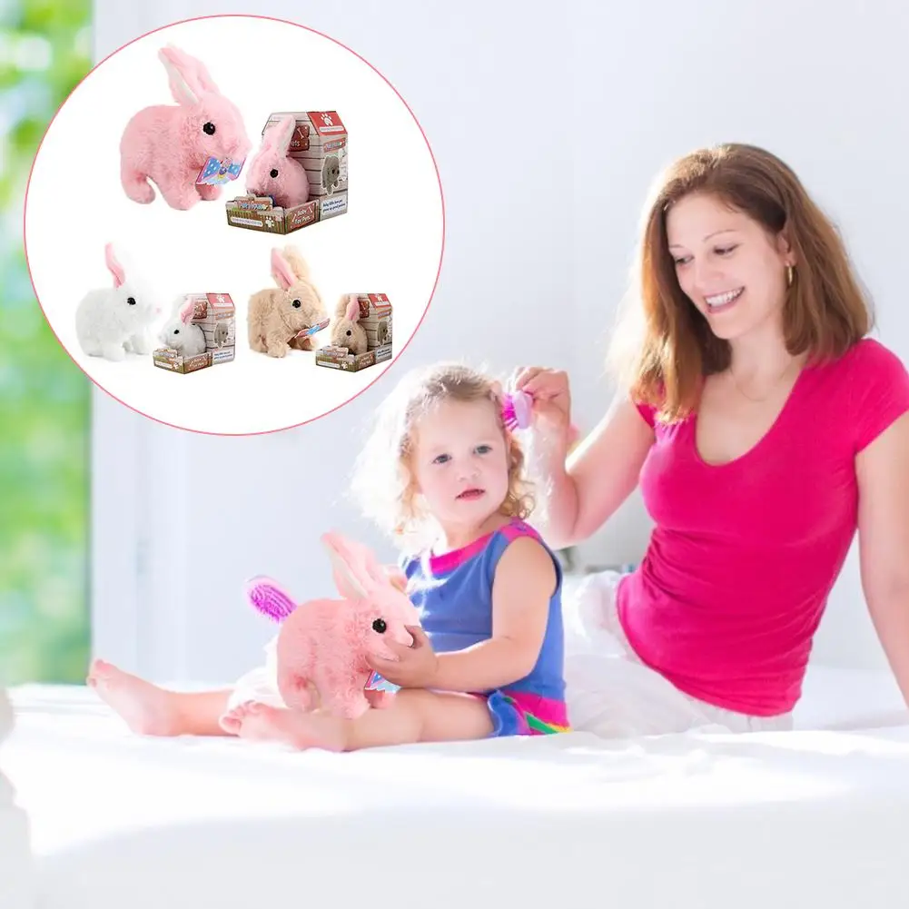 Plush Bunny With Cute Scarf Accessories Battery Operated Hopping Rabbit Interactive Toy Limbs Will Walk For Children Boy Girls | Игрушки и