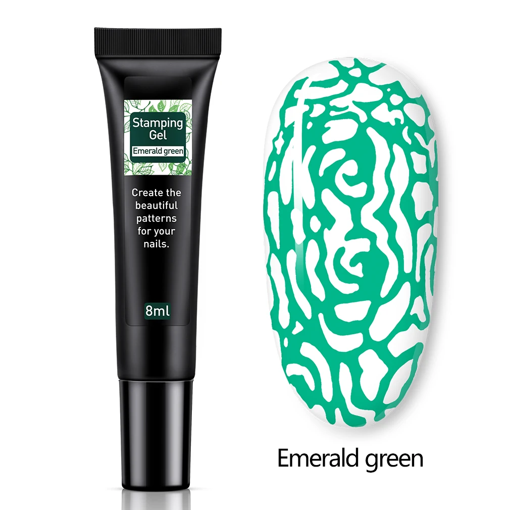 004 Emerald Green Elite99 8ml Nail Stamping Gel Polish Black White Stamp UV Gel Nail Polish Soak Off Gel Varnish for Nail Art Stamping Plate - Цвет: 004 Emerald Green