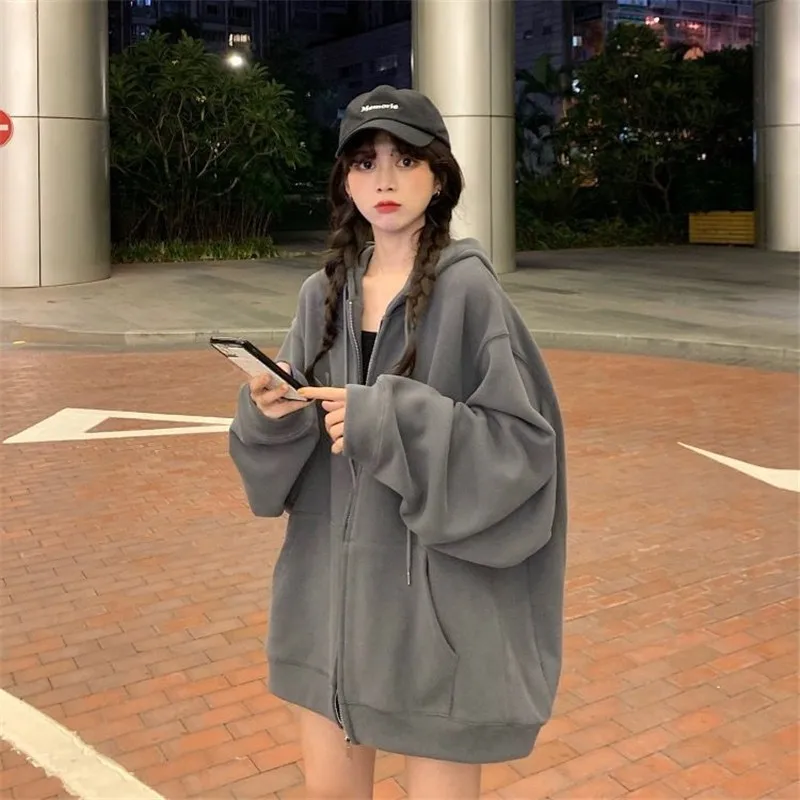 Korean Fashion Oversized Hoodie Clothes For Women Harajuku Full Sleeve Japanese Streetwear Sweetshirt Chic Top Hooded Sweatshirt