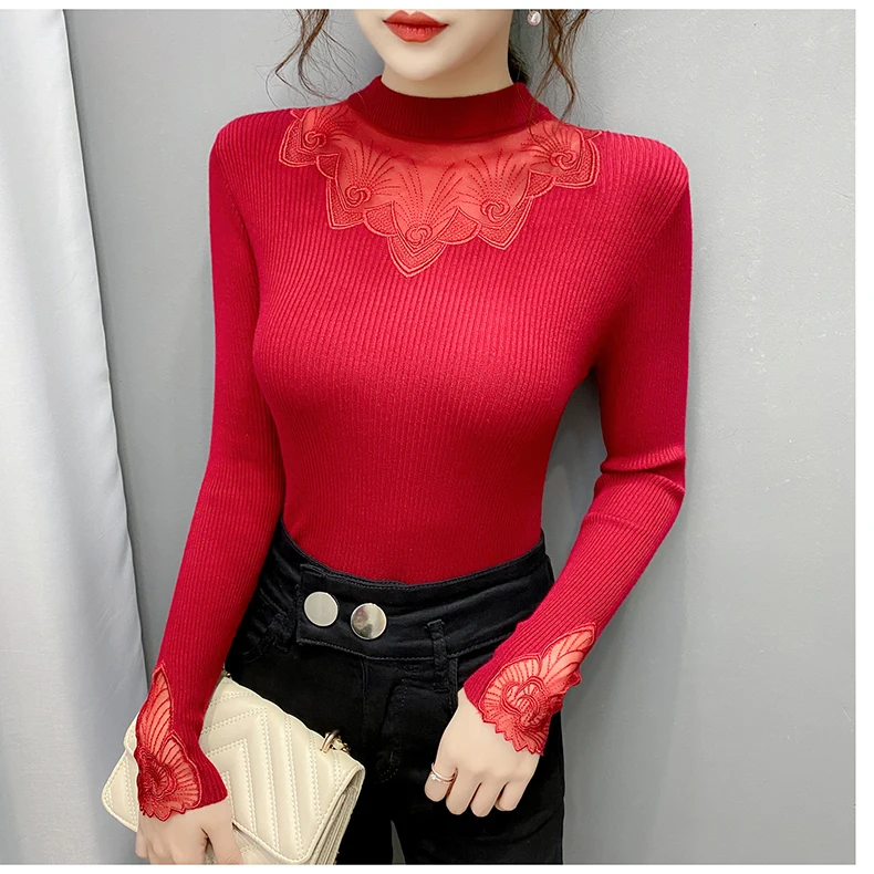 

Однотонный осенне-зимний свитер, пуловер, Женский вязаный свитер, тонкий белый badycon с длинным рукавом