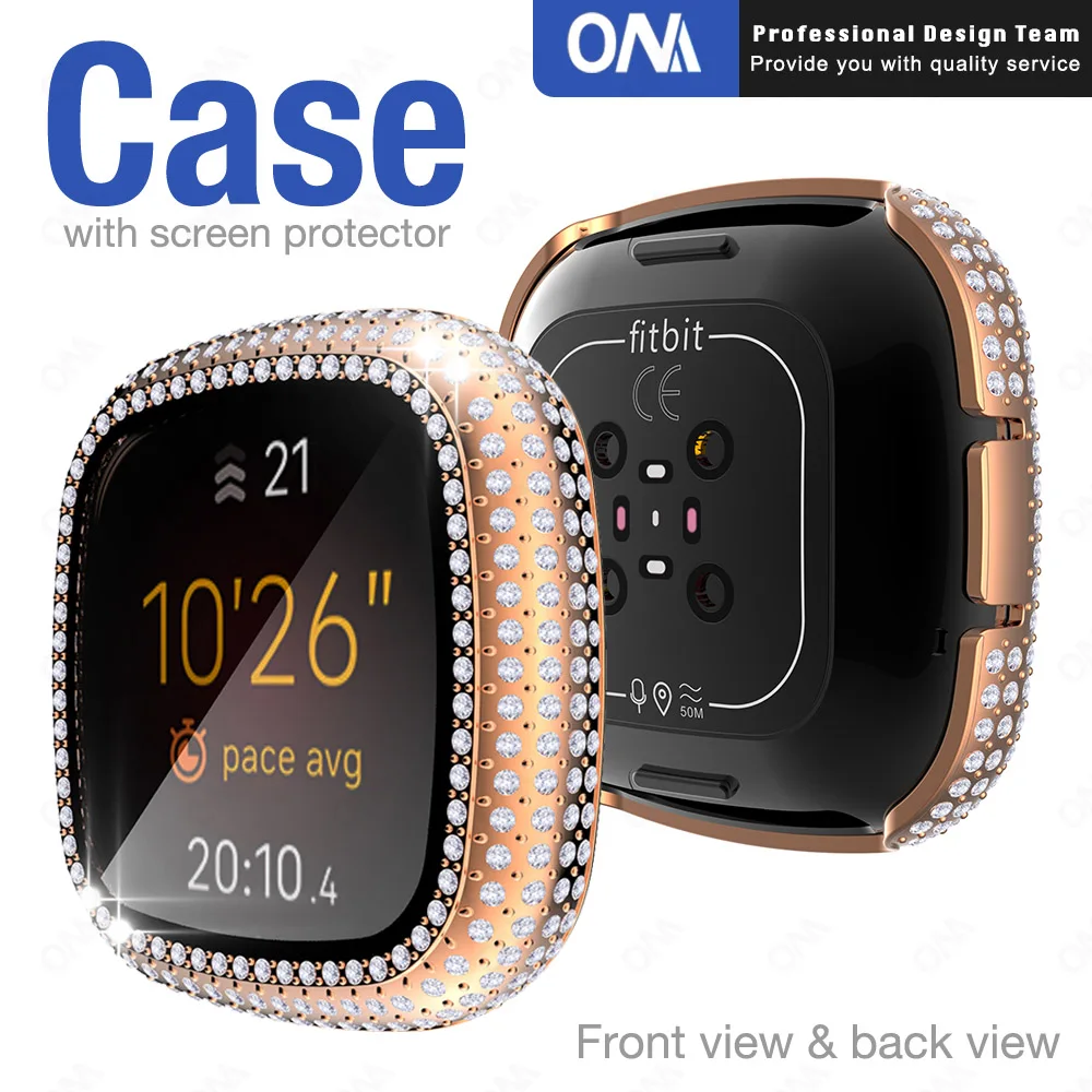 Чехол со стразами + Защитная пленка для экрана Fitbit Versa3 Versa 3/Sense роскошный защитный