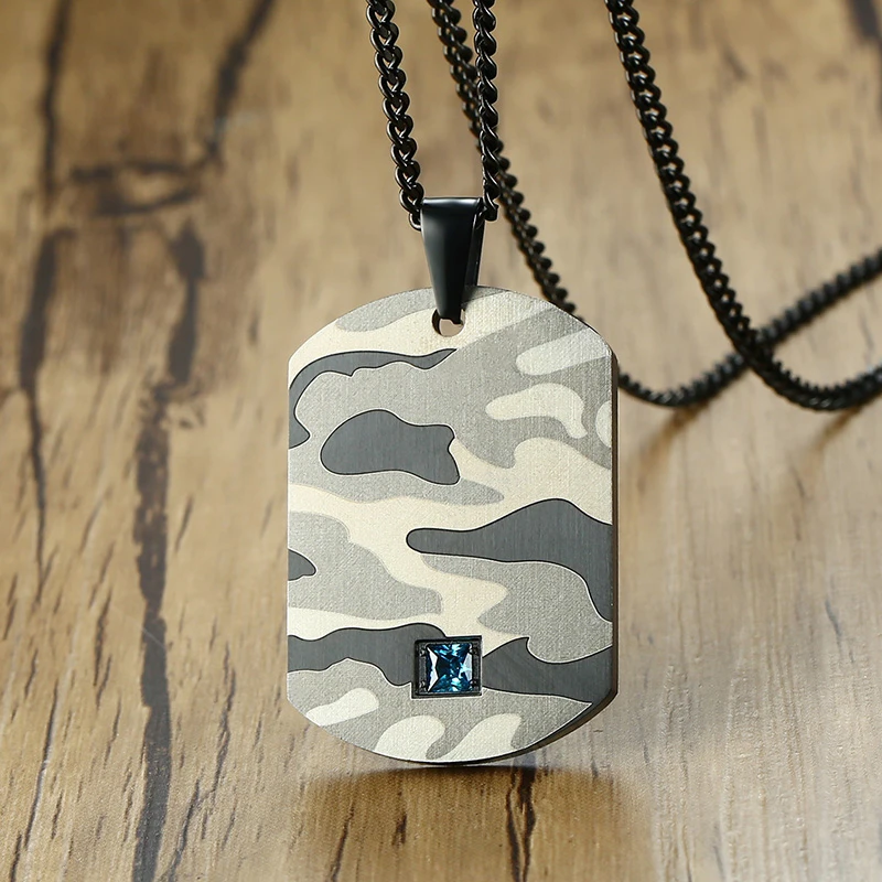 Мужская камуфляжная подвеска ожерелье уличный хип-хоп рок нержавеющая сталь