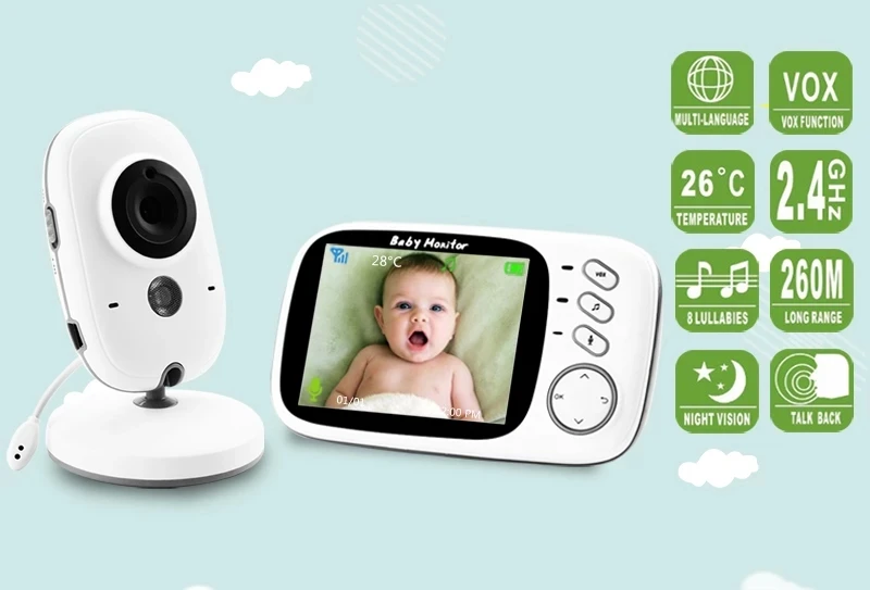Детский монитор цветной видео беспроводной babyfoon baba электронная безопасность 2 разговора ночного видения Светодиодный контроль температуры bebek telsizi