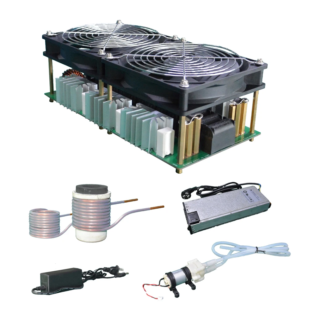 

2500W Dual Fan Powersupply Kit Metal Melting Heating Casting Refining Set Induction Heating Machine Module with Coil