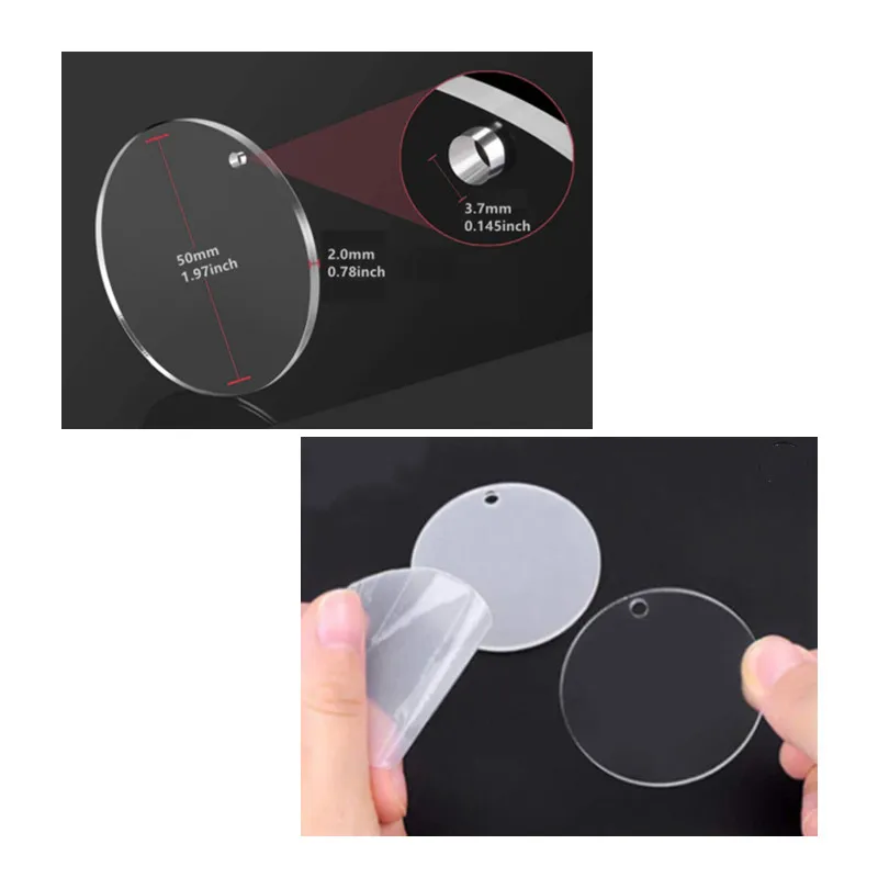 Прозрачный брелок для ключей акриловые пустые круглые прозрачные шестигранные