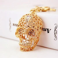 skull key chain new high quality rhinestones skeleton keychains bag charm car key ring