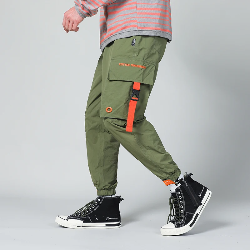 Tech одежда мужские брюки карго хип хоп ленты Hi Street лодыжки липучки|Брюки-карго| |
