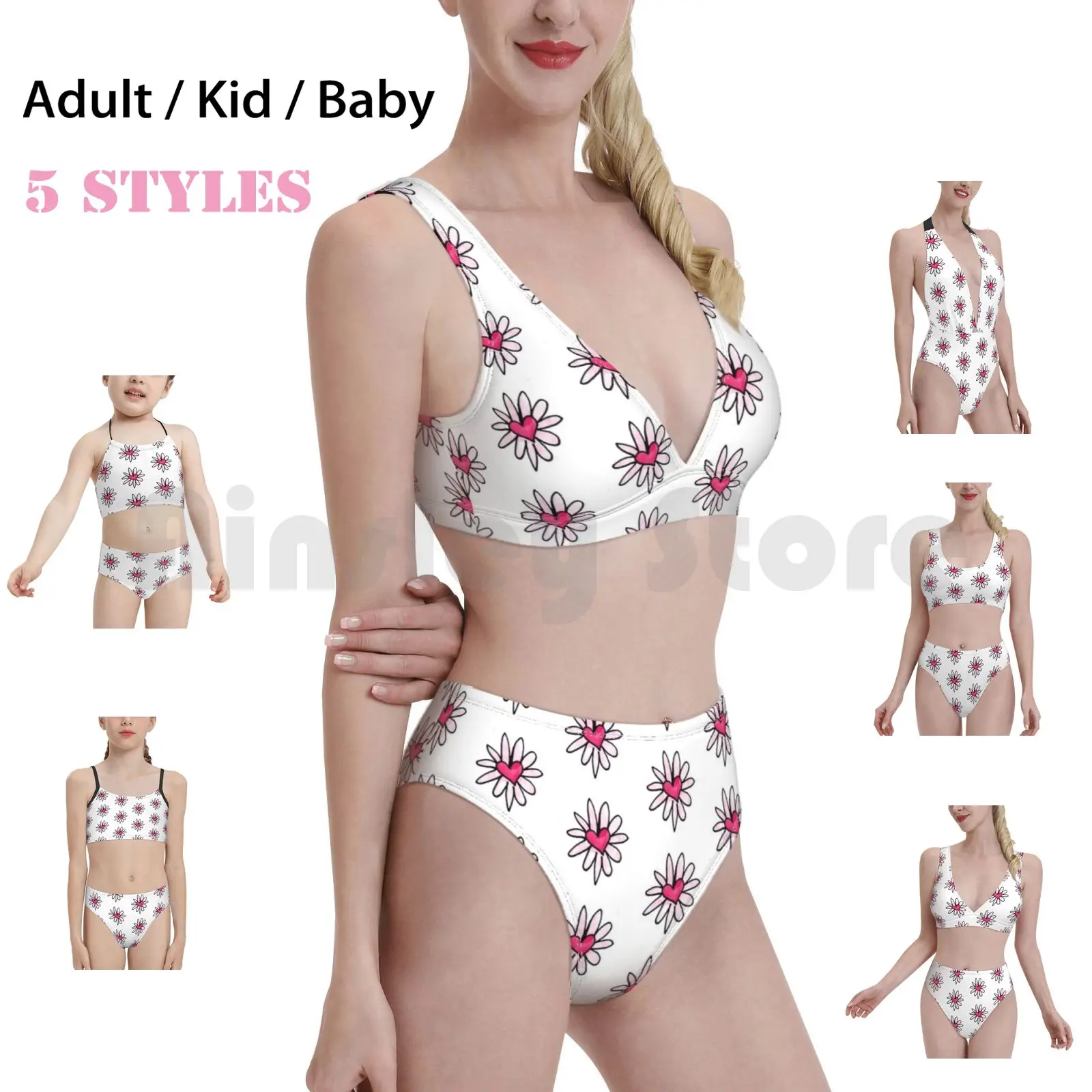 

Hand Drawn Heart Flower Swimsuit 1658 Swimwear Heart Flower Cute Heartflower Bumblefuzz Bumblefuzzies