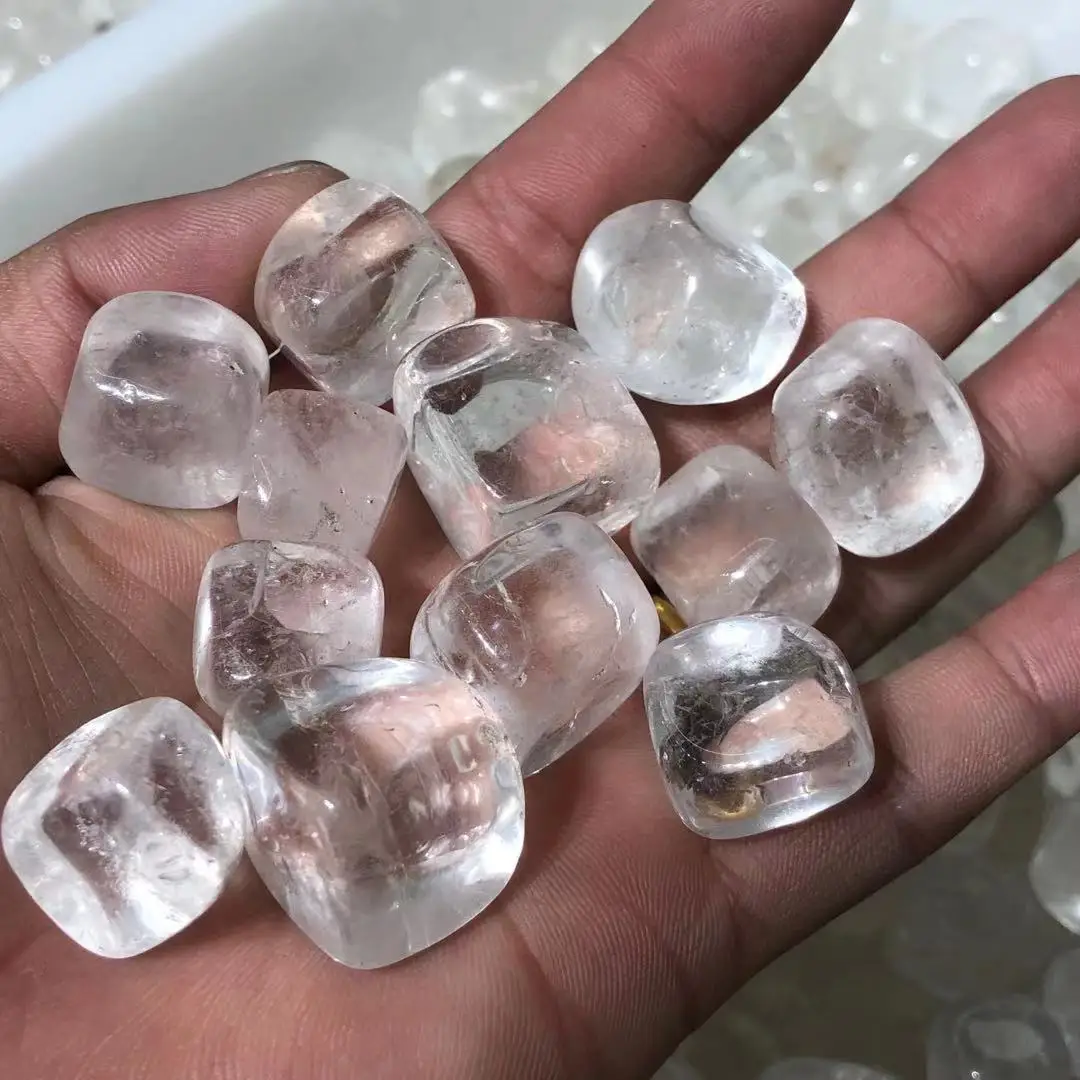 

Natural white crystal square quartz stone energy stone