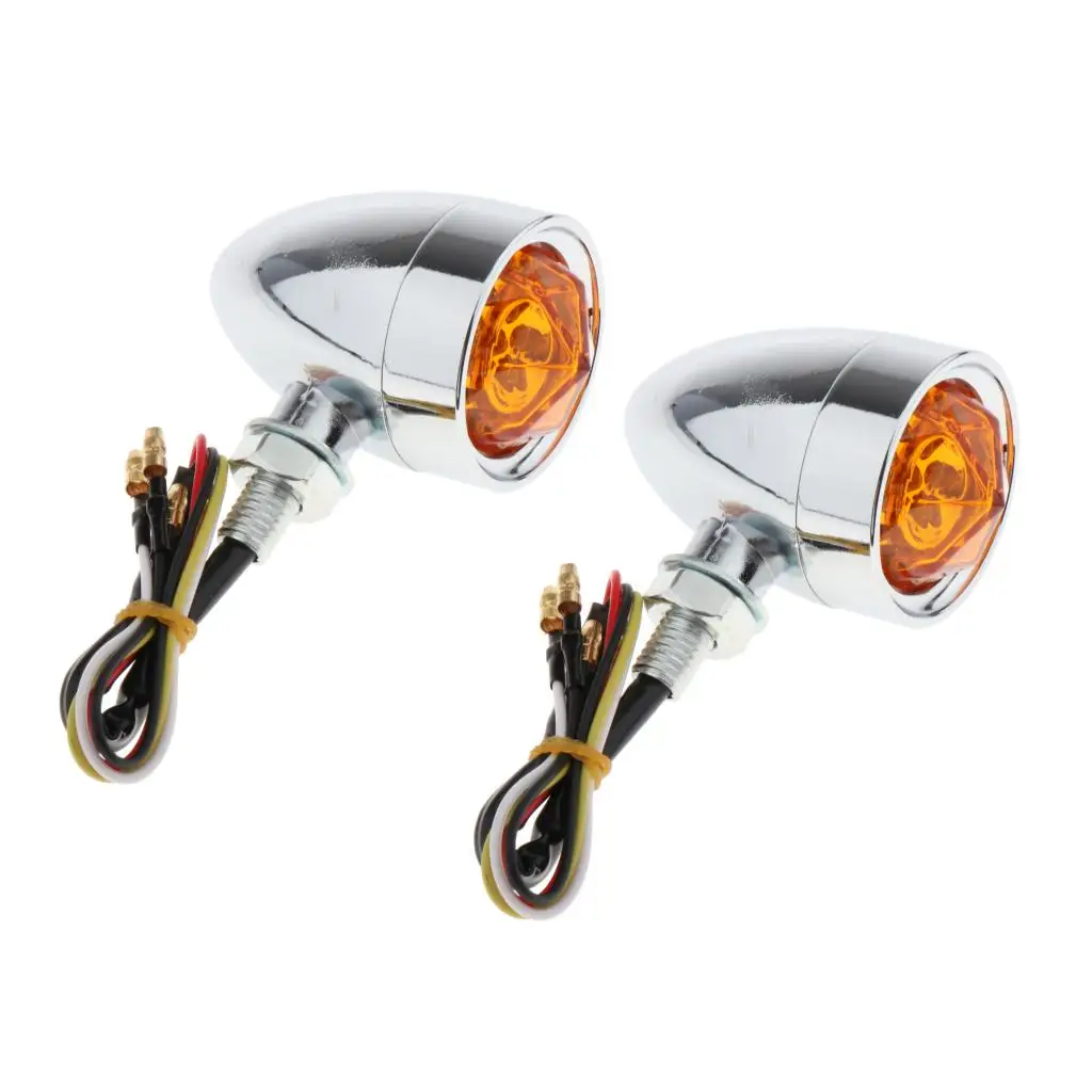 

1 Pair Motorcycle Amber Turn Signals Indicator Lights Lamp Bullet-Shaped