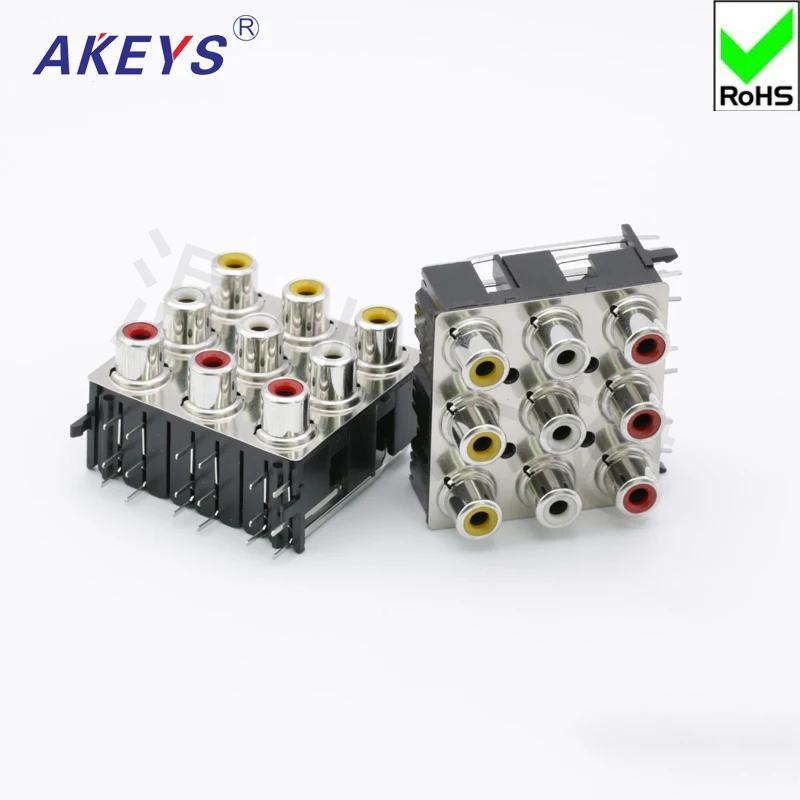 3 pcs AV coaxial socket 18-foot RCA seat 9-hole PCB welded audio video Lotus Block AV9-8 .4 -16 PB | Обустройство дома