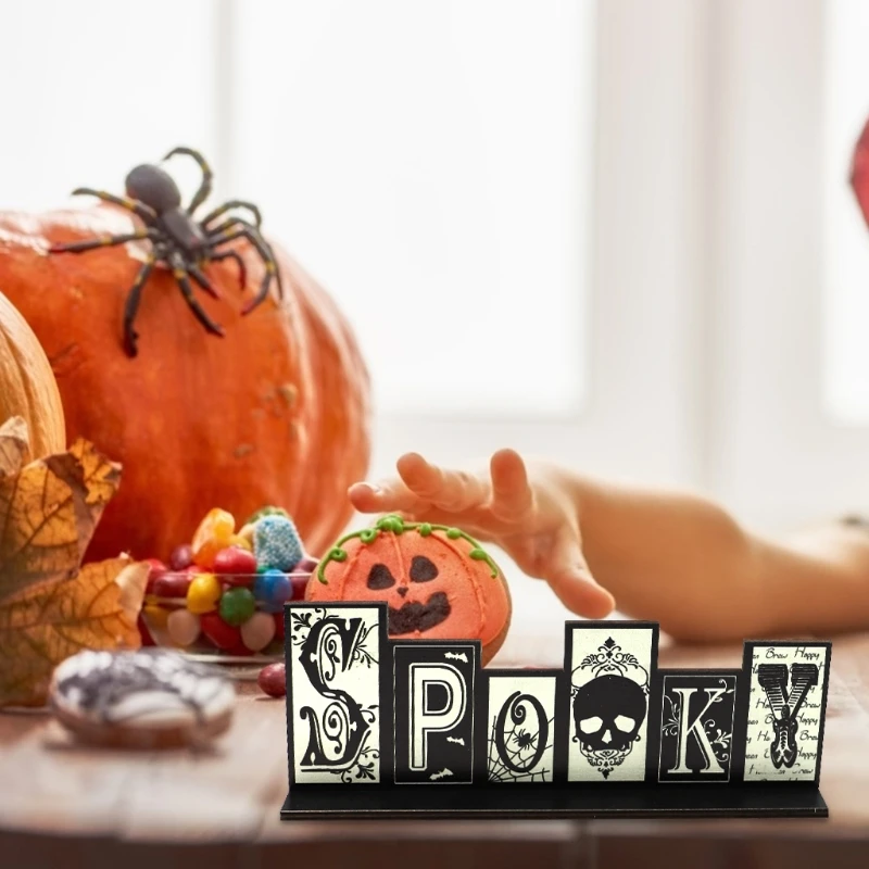 Деревянные настольные украшения в виде черепа Хэллоуина паутины креативный