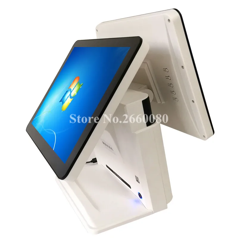 

15" Dual LCD Screen One touch Panel POS Machine Cash Register for Restaurants and Supermarkets All In One POS System Terminal