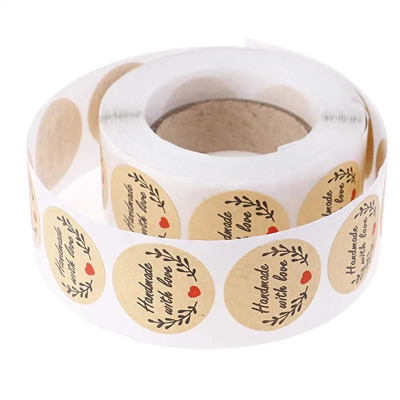 Крафт-бумага оливковый ручной работы с наклейкой любви s Спасибо Этикетки для