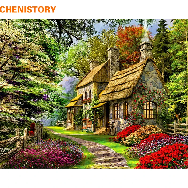 CHENISTORY, безрамный Сельский пейзаж, сделай сам, картина по номерам, акриловая ручная роспись, картина маслом для домашнего декора, 40x50 см, произведение искусства