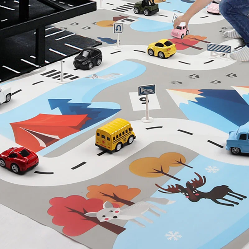 

Baby Traffic Parking Lot Map Play Mat Portable Car Playmat Waterproof Game Mats Traffic Park Road Path Rug Child Educational Toy