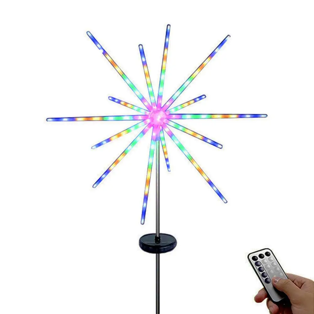 

Outdoor Solar Garden Lights Waterproof Solar Garden Fire-works Lamp 8 Lighting Modes Remote Control Landscape Lighting For Wal