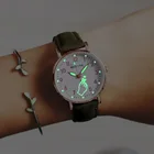 Модные простые женские наручные часы, светящиеся женские часы, повседневные кварцевые часы с кожаным ремешком