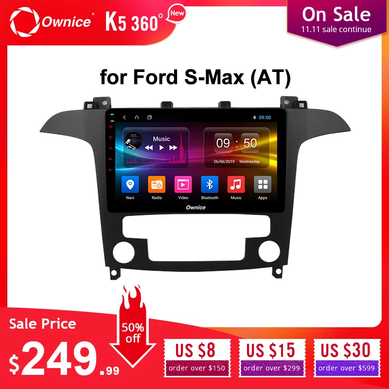 Ownice Android 9,0 DSP 4G LTE SPDIF k3 k5 k6 Автомагнитола для Ford S-Max 2007 2008 Восьмиядерный автомобильный DVD gps Navi плеер 360 панорама