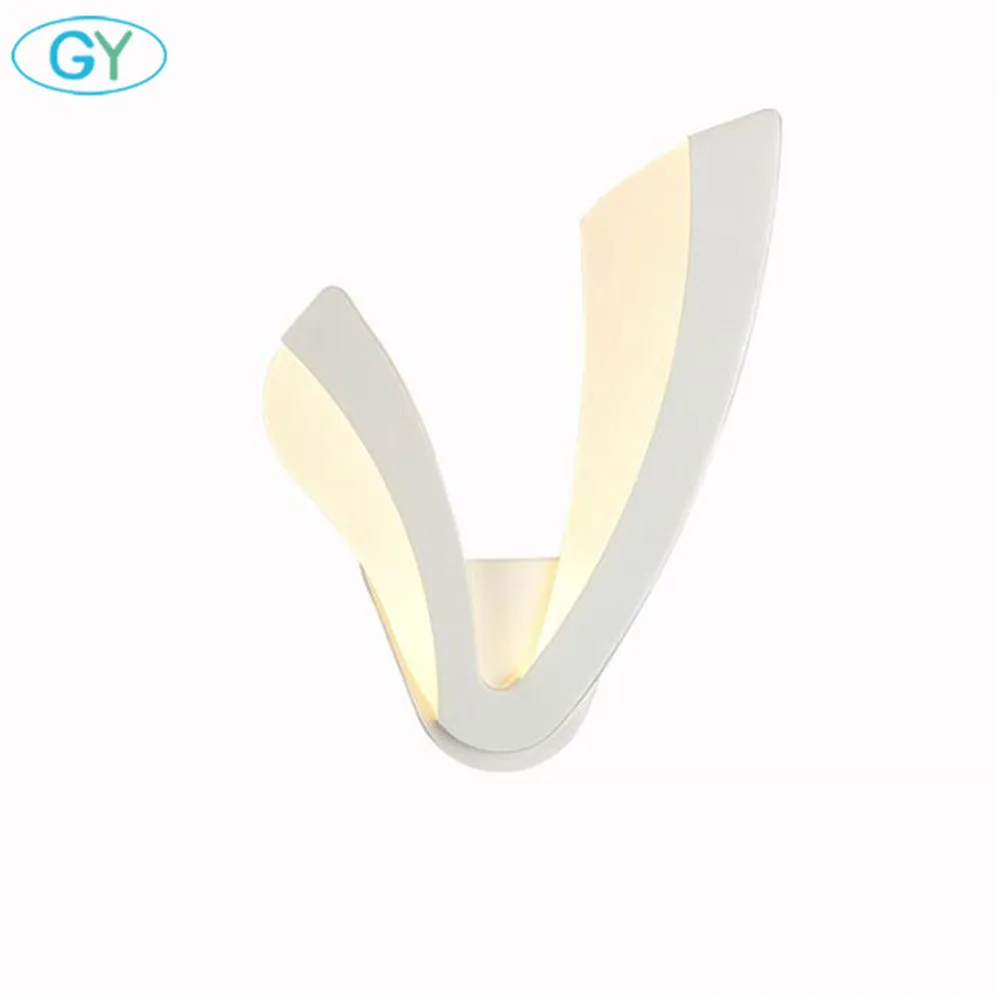 Nordic post modern simple V shade 8W LED light white led wall lamp bedside bedroom creative room living staircase corridor | Освещение