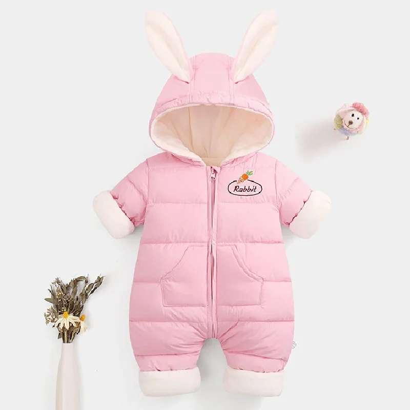 

2021 new children's cute cartoon one-piece ha clothes outdoor clothes newborn down cotton crawling clothes baby one-piece clothe