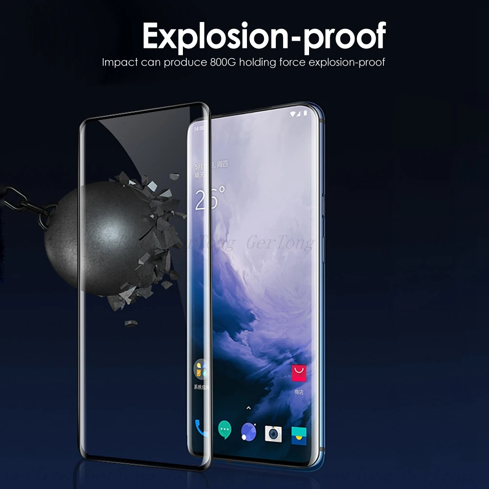 3D изогнутое Защитное стекло для Oneplus 7T Pro закаленное защитная пленка экрана 7