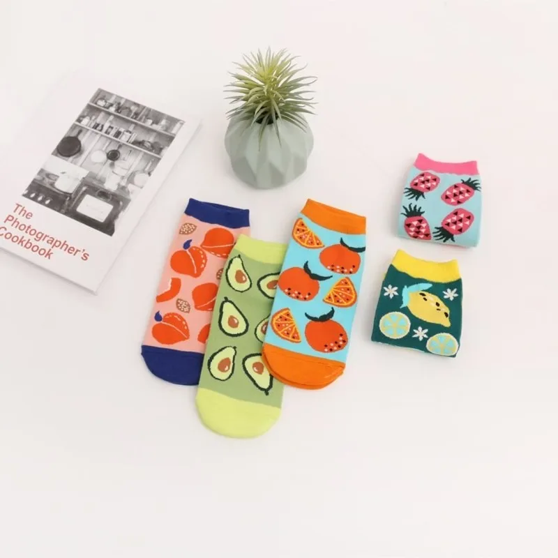 

Spring Autumn New Products Creative Cartoon Fruit Boat Socks Straight Low Cut Socks Japanese Cute Shallow Mouth Tide Socks Women