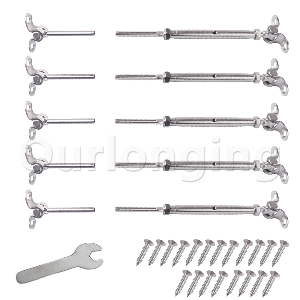 

Комплекты кабельных перил, Натяжители и концы с резьбой, регулируемые на 180 градусов, подходят для проволочного троса 1/8 дюйма для лестничных стоек, балясины