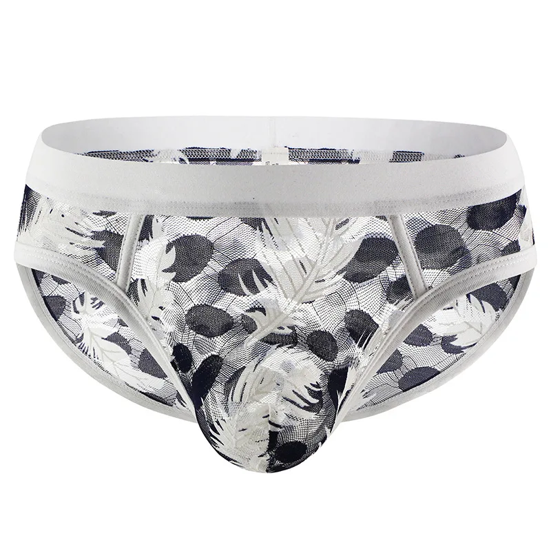

Sexy Lace Underwear Men Briefs Shorts Transparent Panties Male Breathable Low Rise U Convex Pouch Underpants Cueca Calzoncillo