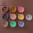 Силиконовый Набор для кормления ребенка Let's Make, водонепроницаемые ложки, нагрудники для малышей, Слюнявчики, силиконовая чаша, посуда, детская тарелка