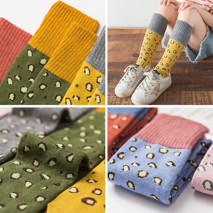 Чулки в стиле хип хоп с леопардовым принтом для девочек и чулки до бедра носки