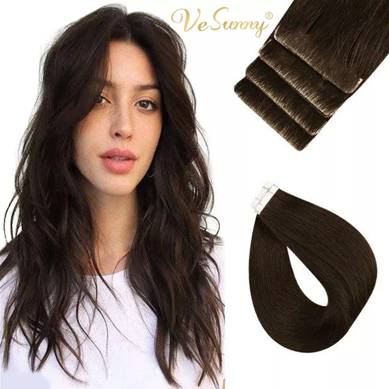 VeSunny Seamless Injection Tape in Hair Extensions Virgin Human Hair Brown Tape in Human Hair Extensions