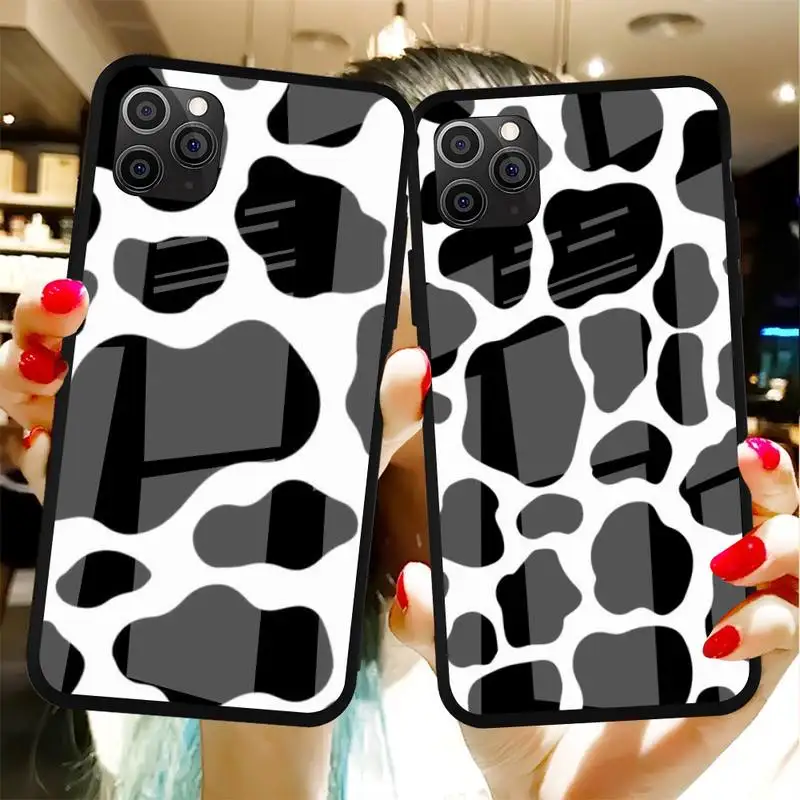 

Cow Pattern Phone Case Tempered Glass For Iphone6plus 6S 7 7plus 8 X XS XSmax XR 11 12 Pro Max 12mini