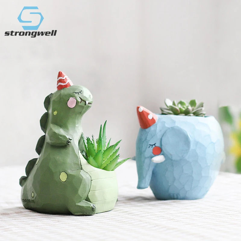 

Strongwell Home Office Decoration Animal Flower Pot Resin Whale Crocodile Container Succulent Flowerpots Ornament Artware Crafts