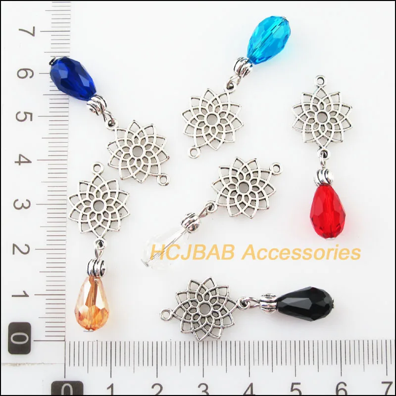 Модные 12 Новые Подвески с цветком лотоса Тибетский серебристый цвет смешанные