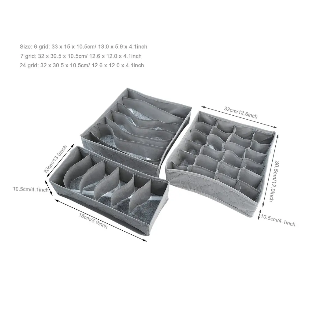 

3Pcs Bamboo Charcoal Fibre Bag Organizer Clothing Storage Box Organizer For Bra Clothes Case Underwear Container Organizer New