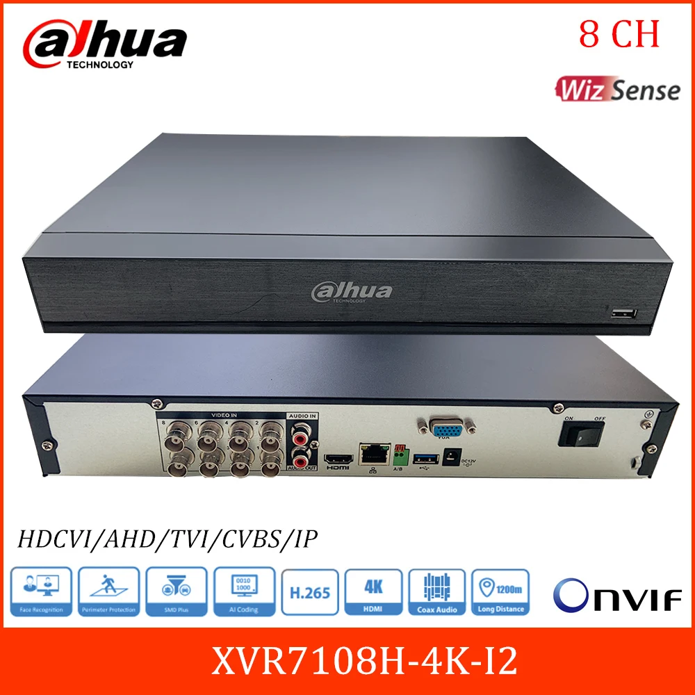 Цифровой видеорегистратор Dahua 8 CH XVR WizSense XVR7108H-4K-I2 каналов 4K распознавание лиц в