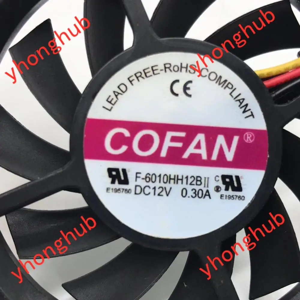 COFAN F 6010HH12B DC 12V 0.30A 60x60x10 мм 3 Провода Сервер вентилятор охлаждения|Кулеры и системы