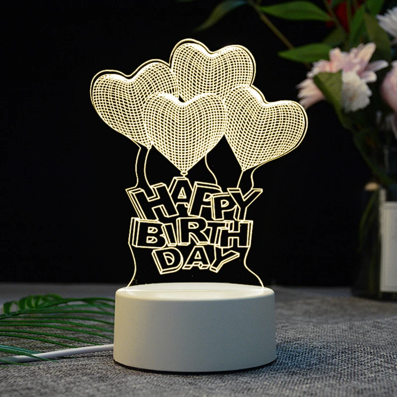 3d светодиодный ночник настольная лампа с сердечками луной детский день рождения