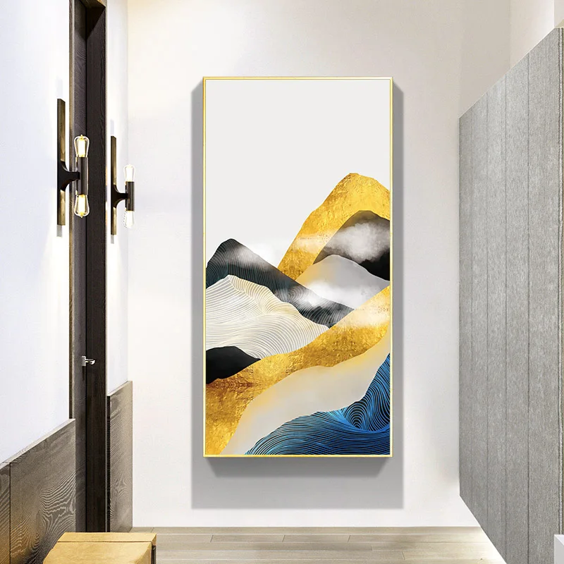 Золотой горный абстрактный холст Картина Пейзаж художественное оформление