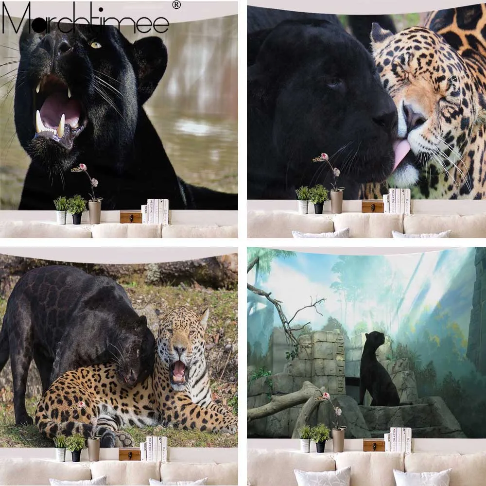 Серия с животными 3D гобелен тигром Черная пантера большая настенная подвесная