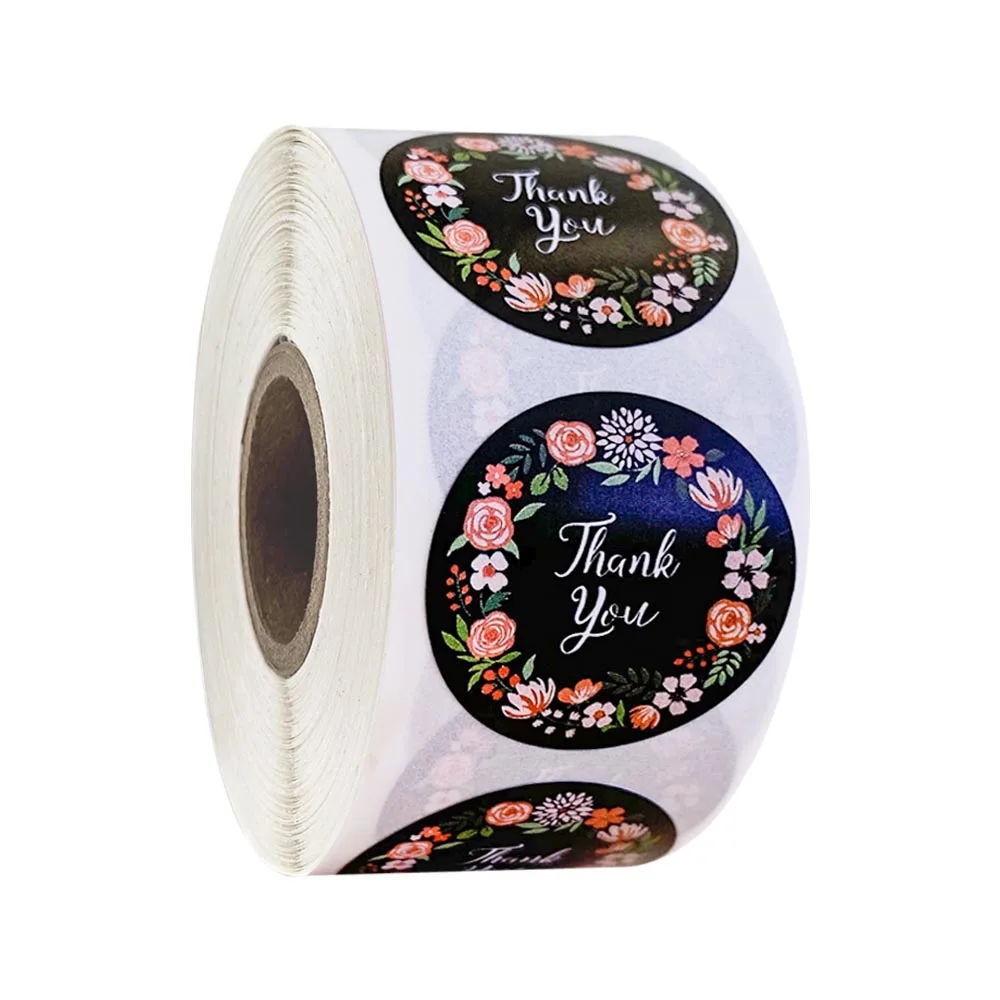 500 шт./рулон 1 Дюймовые наклейки в виде цветов благодарим вас запечатанные