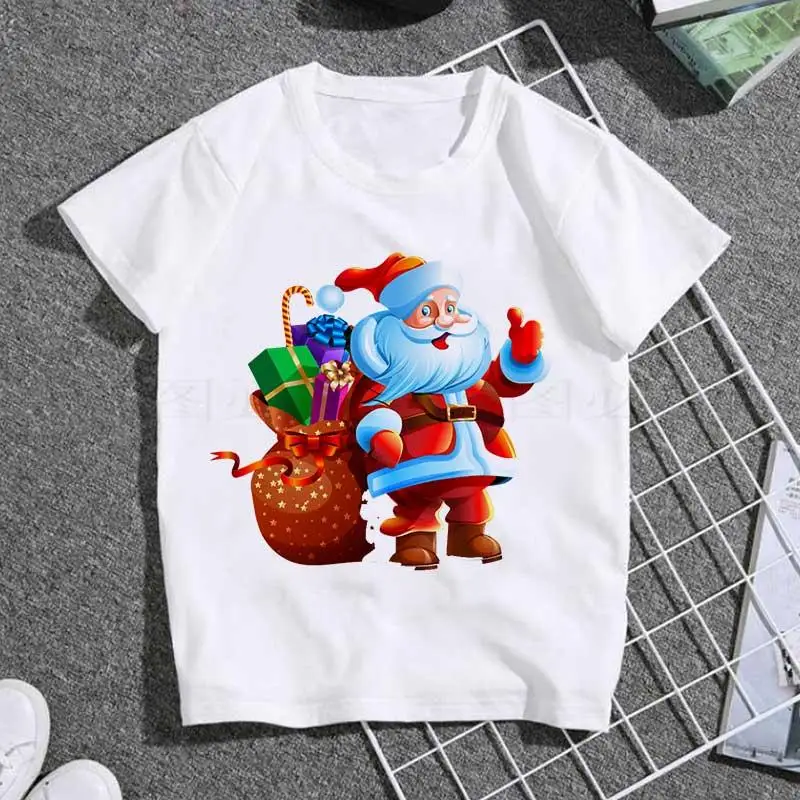 

2020 New Cute Reindeer T Shirt Boy /Girl Fashion Christmas Harajuku Short Sleeve T -Shirt White Suitable All Seasons Tshirt Tops