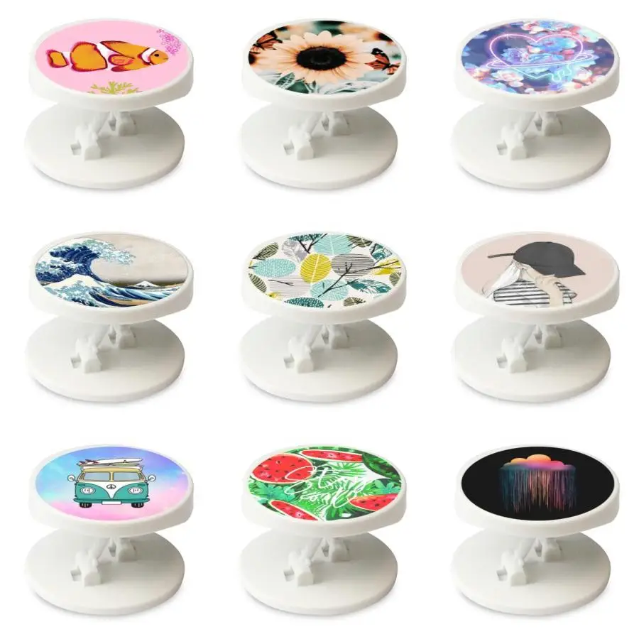 

Round Collapsible Cell Phone Finger Holder Support Portable Pour Voiture Swappable Top For iPhone 11 Most of Phones