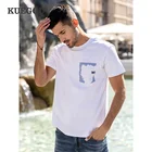 Мужская футболка с коротким рукавом KUEGOU, хлопковая футболка в полоску с коротким рукавом, большие размеры, модель 100%, лето 20536