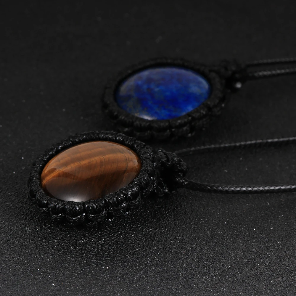 Женская и Мужская подвеска из натурального камня 25 мм с кристаллами тигровый